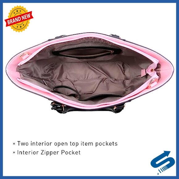 Large Vegan Leather Tote Bag with Matching Wallet, Work Shoulder Satchel - Picture 5 of 7